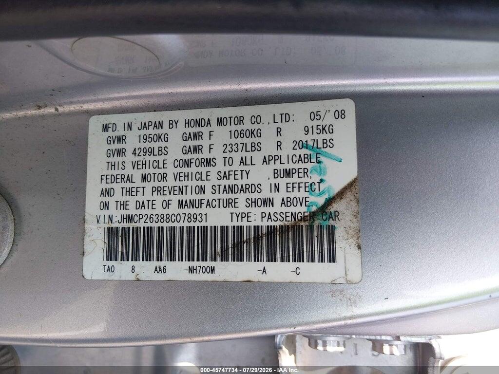 JHMCP26388C078931 2008 HONDA ACCORD photo no. 9