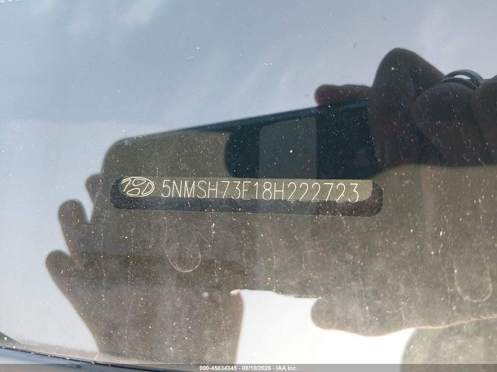 5NMSH73E18H222723 2008 HYUNDAI SANTA FE photo no. 9