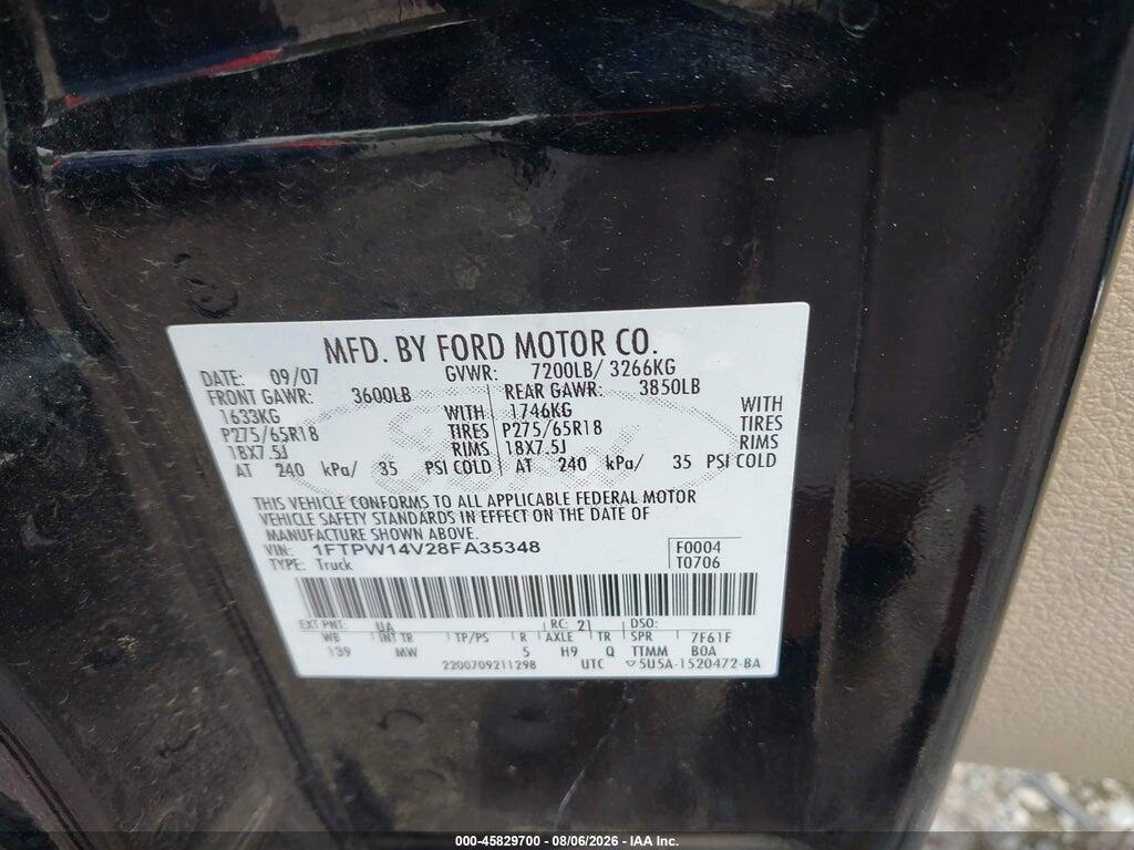 1FTPW14V28FA35348 2008 FORD F-150 photo no. 9