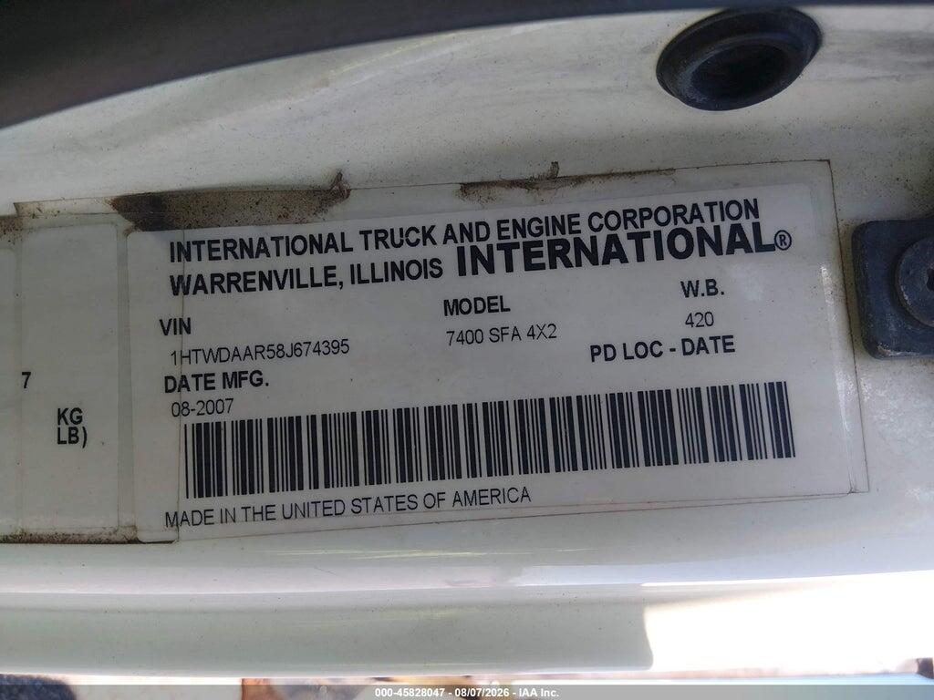 1HTWDAAR58J674395 2008 INTERNATIONAL 7000 photo no. 8