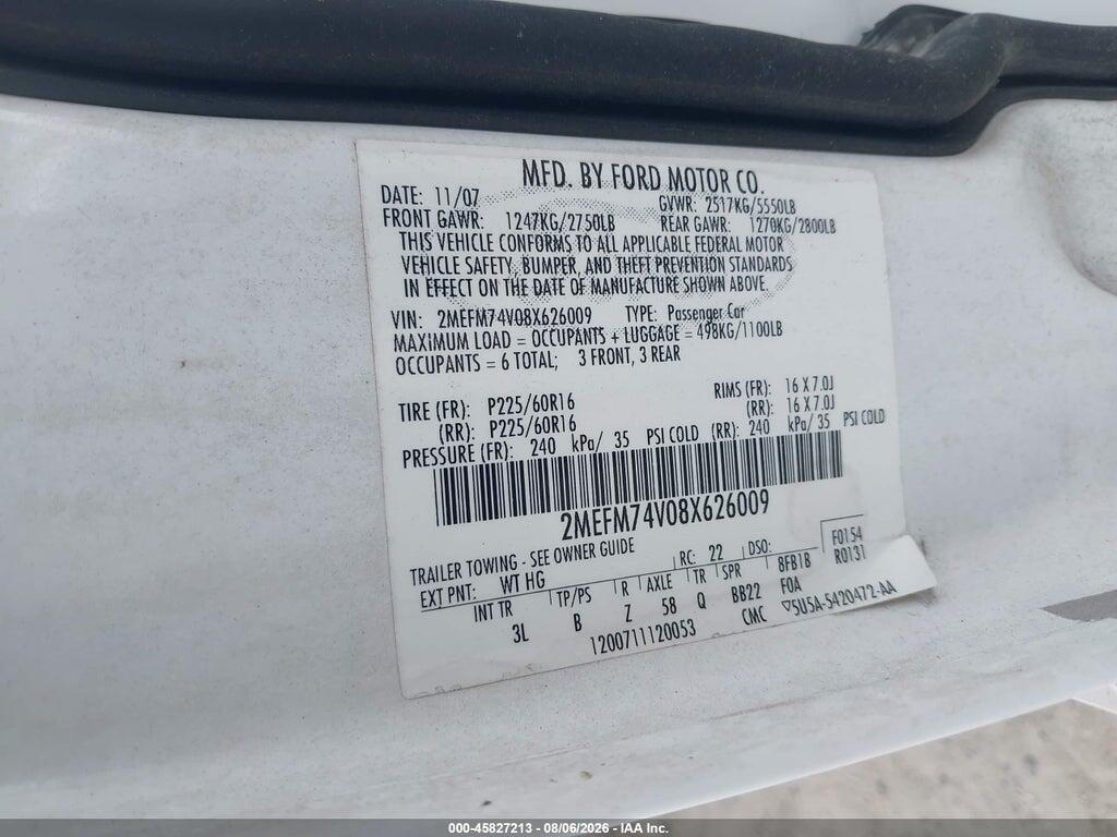 2MEFM74V08X626009 2008 MERCURY GRAND MARQUIS photo no. 9