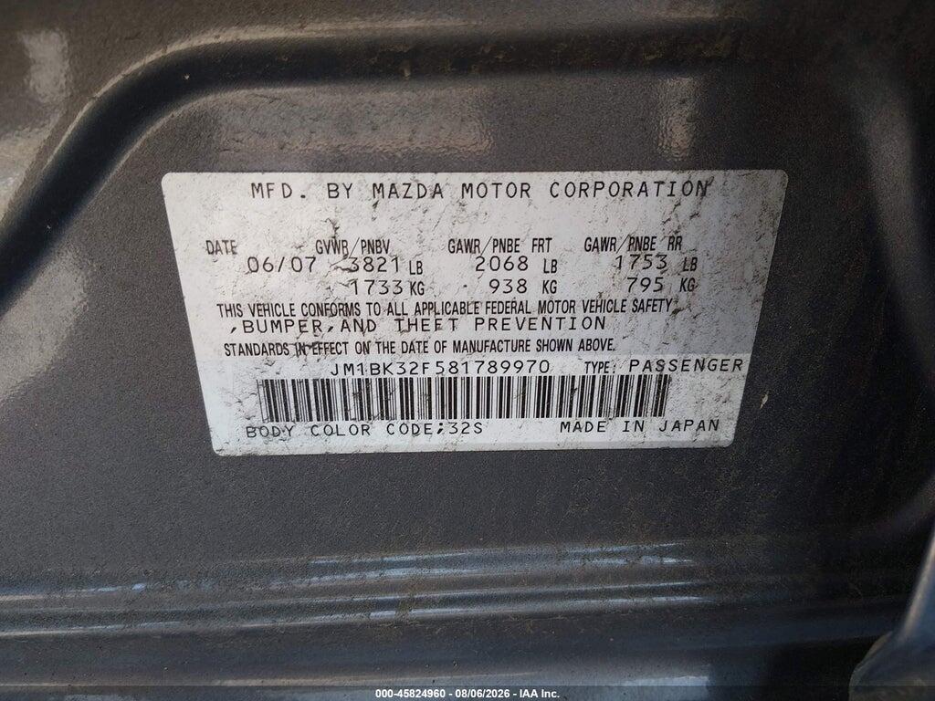 JM1BK32F581789970 2008 MAZDA MAZDA3 photo no. 9