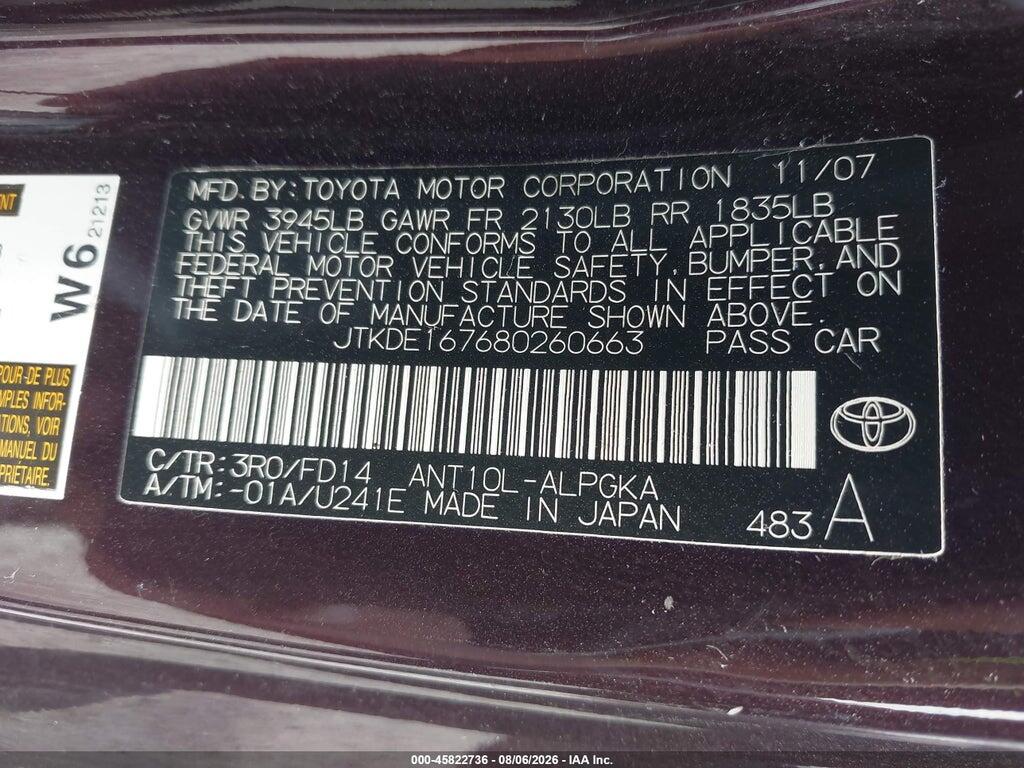 JTKDE167680260663 2008 SCION TC photo no. 9