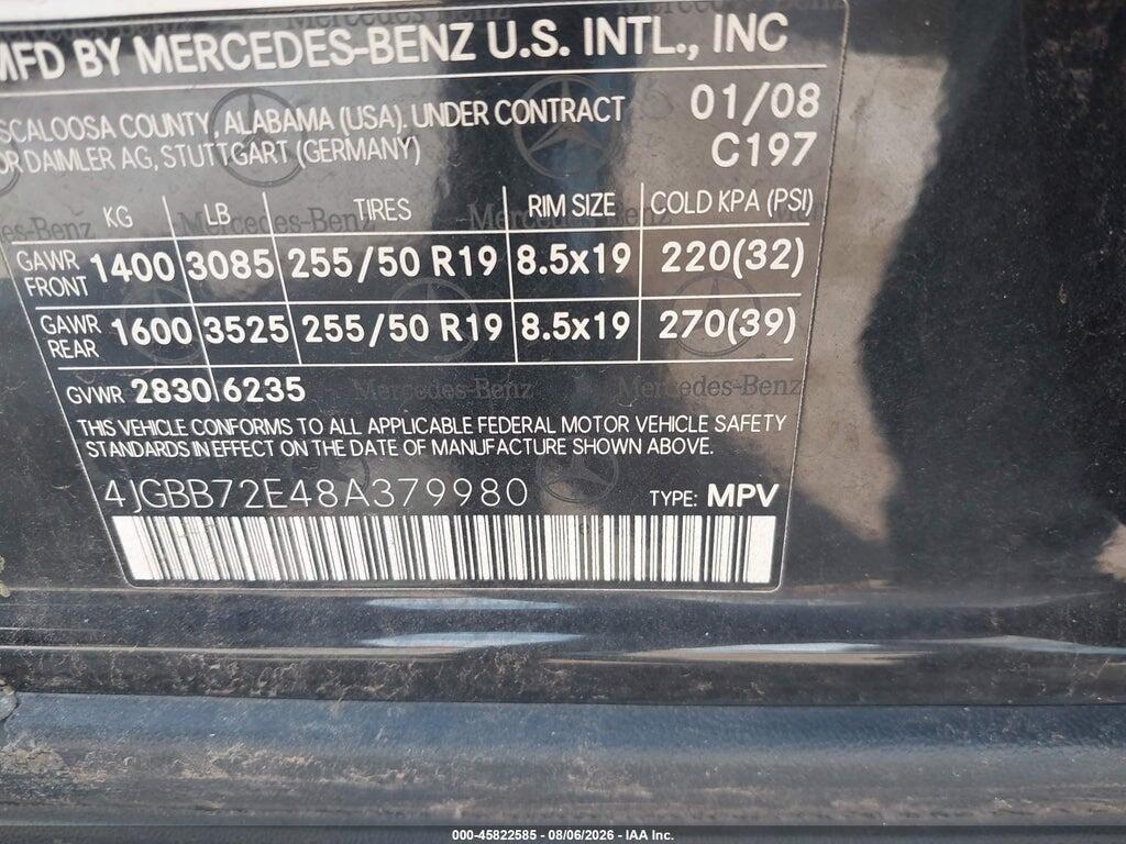 4JGBB72E48A379980 2008 MERCEDES-BENZ ML 550 photo no. 9