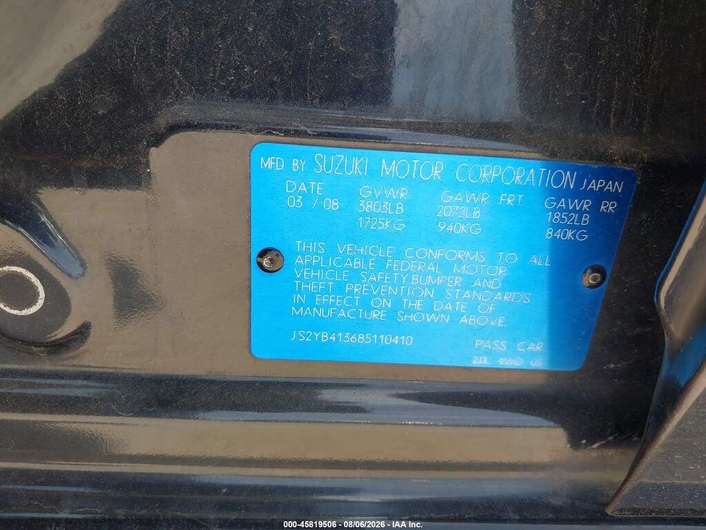 JS2YB413685110410 2008 SUZUKI SX4 photo no. 9