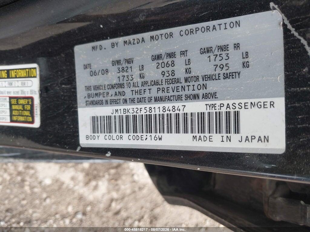 JM1BK32F581184847 2008 MAZDA MAZDA3 photo no. 9