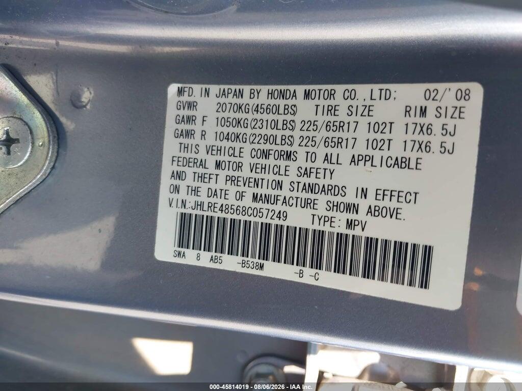 JHLRE48568C057249 2008 HONDA CR-V photo no. 9