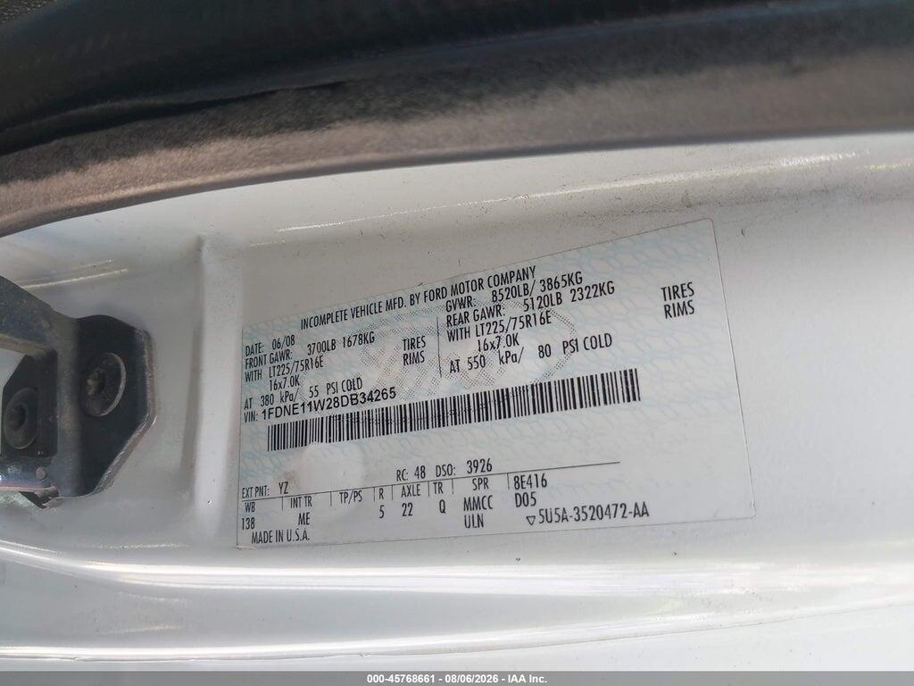 1FDNE11W28DB34265 2008 FORD E-150 photo no. 9