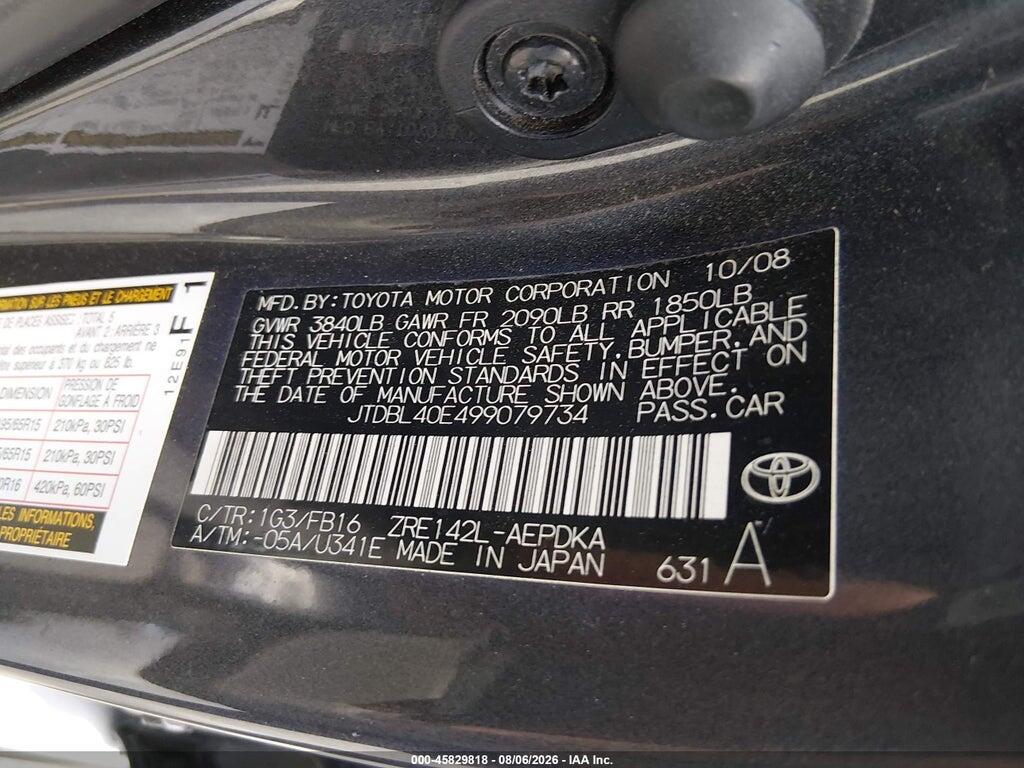 JTDBL40E499079734 2009 TOYOTA COROLLA photo no. 9