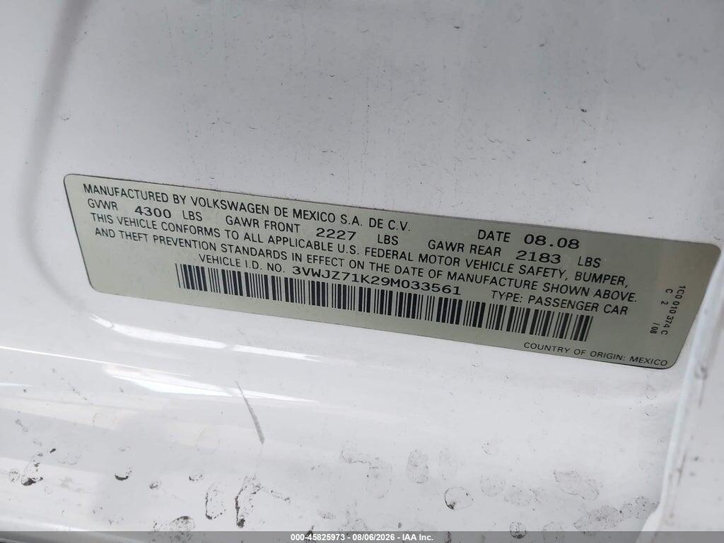 3VWJZ71K29M033561 2009 VOLKSWAGEN JETTA photo no. 9