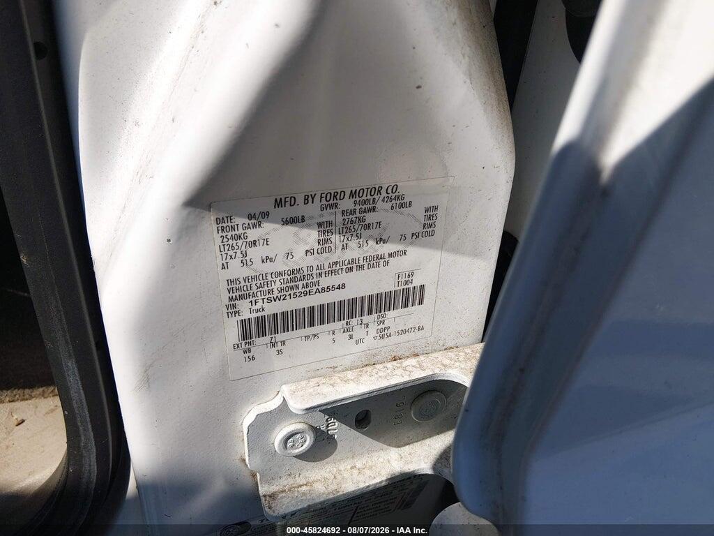 1FTSW21529EA85548 2009 FORD SUPER DUTY F-250 SRW photo no. 9