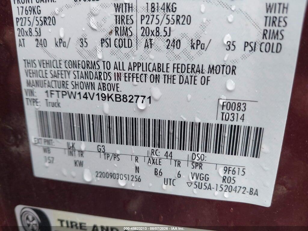 1FTPW14V19KB82771 2009 FORD F-150 photo no. 9