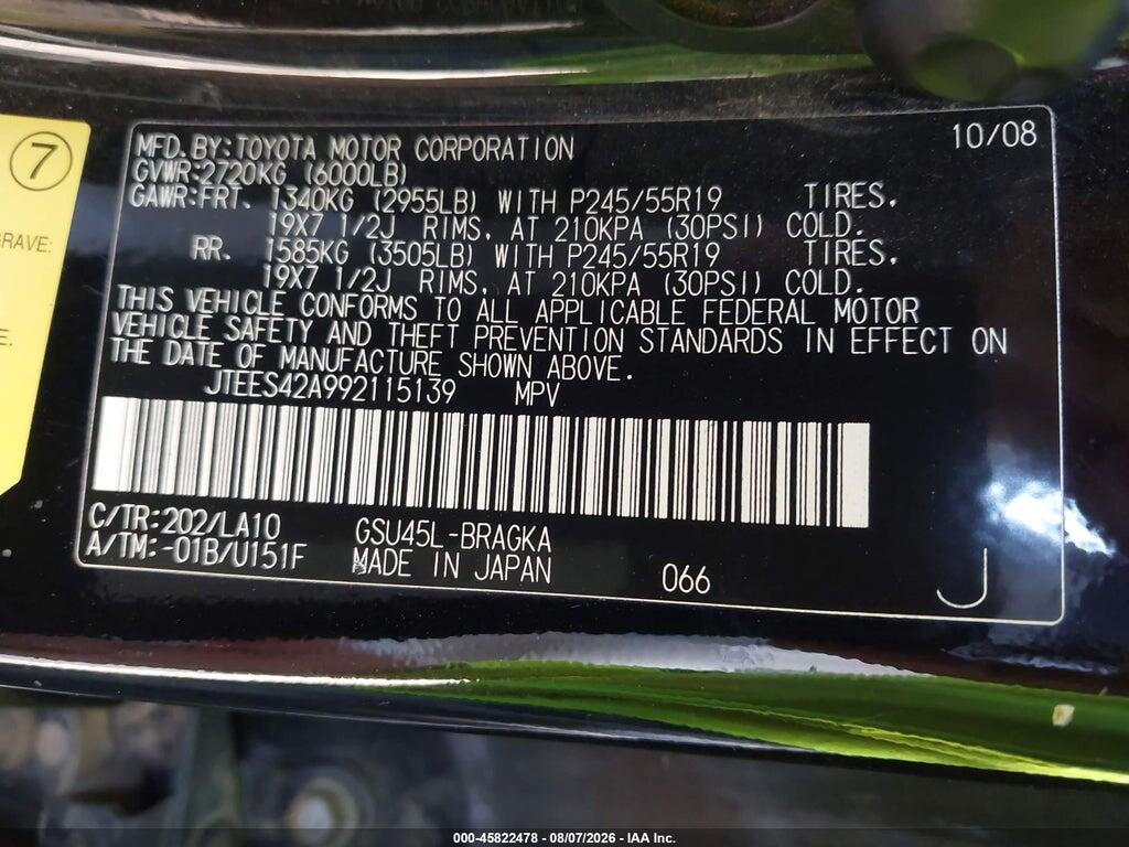 JTEES42A992115139 2009 TOYOTA HIGHLANDER photo no. 9