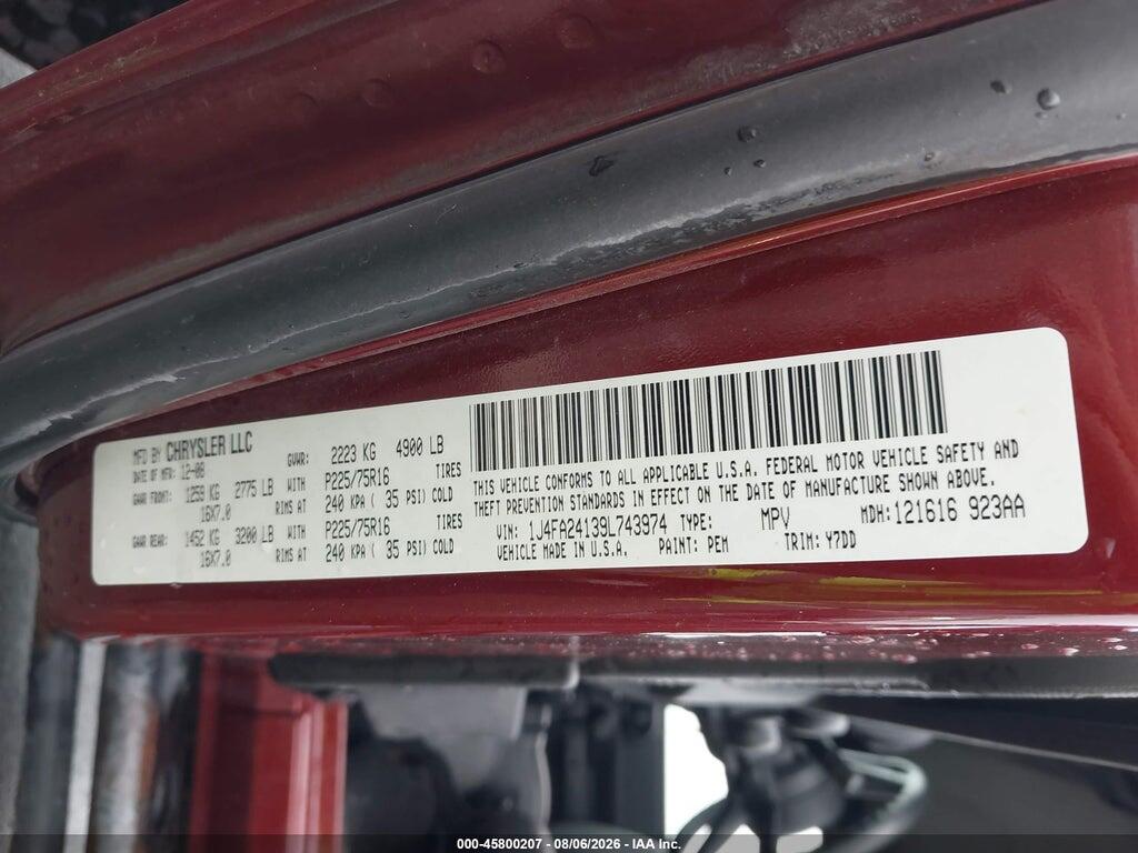 1J4FA24139L743974 2009 JEEP WRANGLER photo no. 9