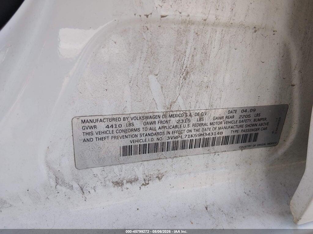 3VWPL71K59M343148 2009 VOLKSWAGEN JETTA photo no. 9