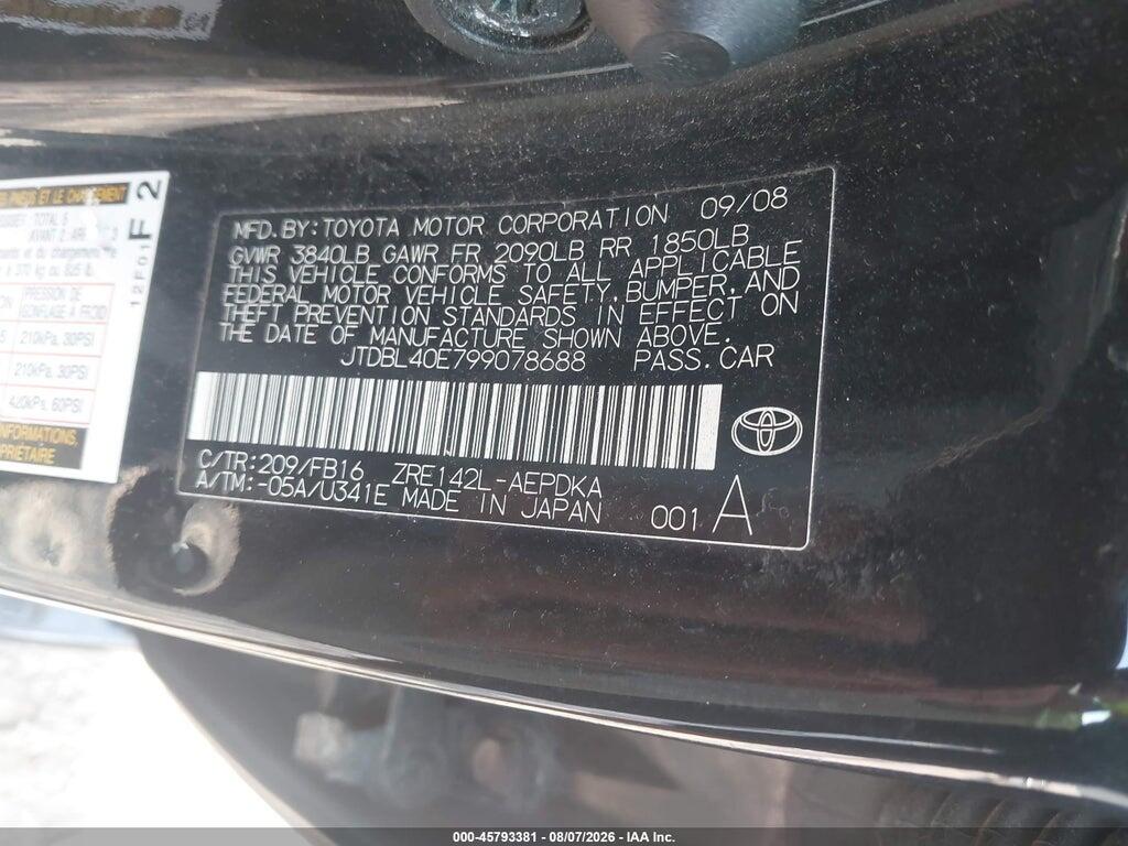 JTDBL40E799078688 2009 TOYOTA COROLLA photo no. 9