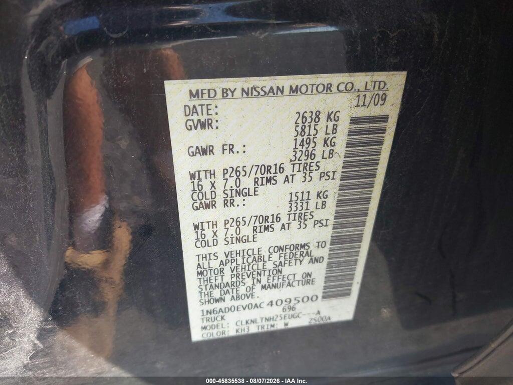 1N6AD0EV0AC409500 2010 NISSAN FRONTIER photo no. 9