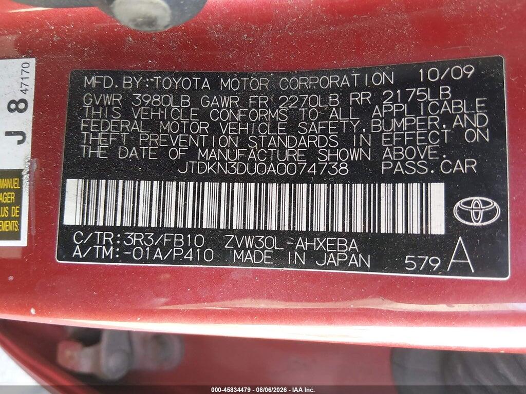 JTDKN3DU0A0074738 2010 TOYOTA PRIUS photo no. 9