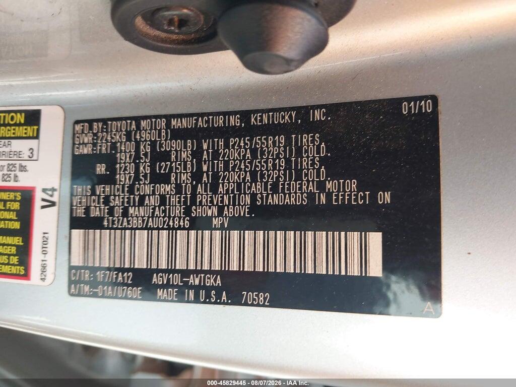 4T3ZA3BB7AU024846 2010 TOYOTA VENZA photo no. 9
