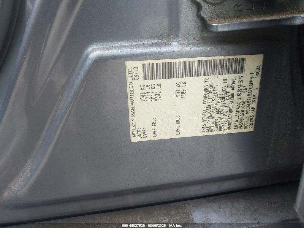 1N4AL2AP4AC188935 2010 NISSAN ALTIMA photo no. 9