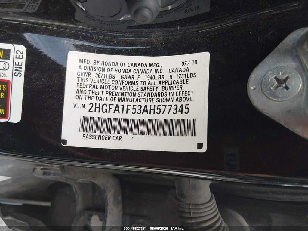 2HGFA1F53AH577345 2010 HONDA CIVIC photo no. 9