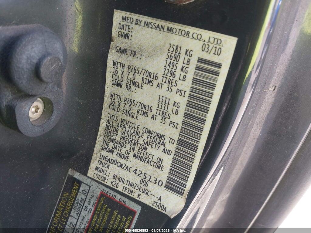 1N6AD0CW2AC425130 2010 NISSAN FRONTIER photo no. 9