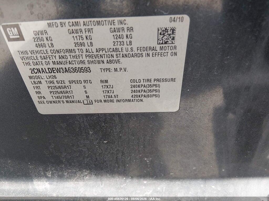 2CNALDEW3A6360593 2010 CHEVROLET EQUINOX photo no. 9