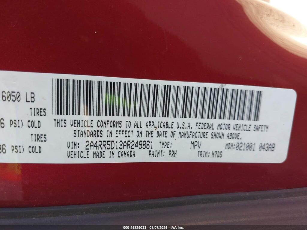 2A4RR5D13AR249861 2010 CHRYSLER TOWN & COUNTRY photo no. 9