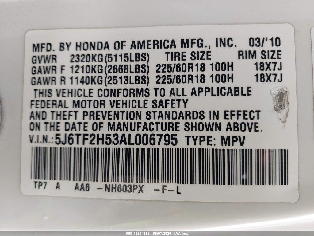 5J6TF2H53AL006795 2010 HONDA ACCORD CROSSTOUR photo no. 9