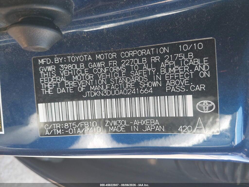 JTDKN3DU0A0241664 2010 TOYOTA PRIUS photo no. 9