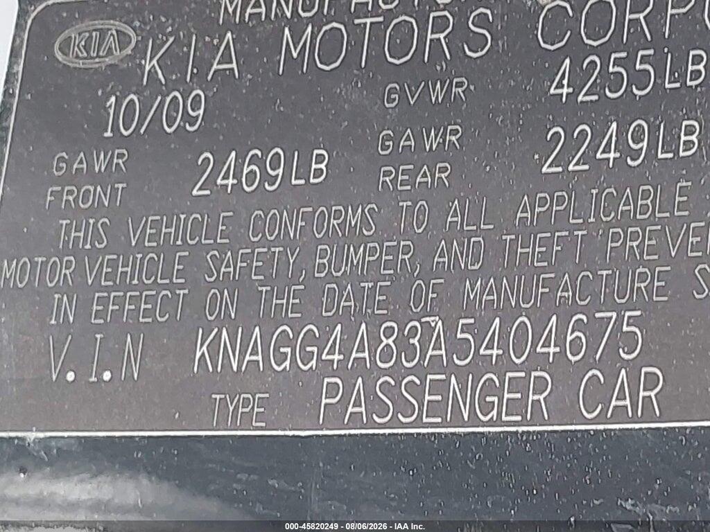 KNAGG4A83A5404675 2010 KIA OPTIMA photo no. 9