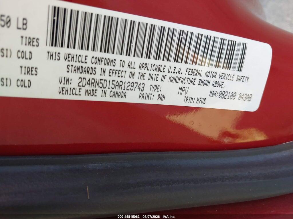 2D4RN5D15AR129743 2010 DODGE GRAND CARAVAN photo no. 9