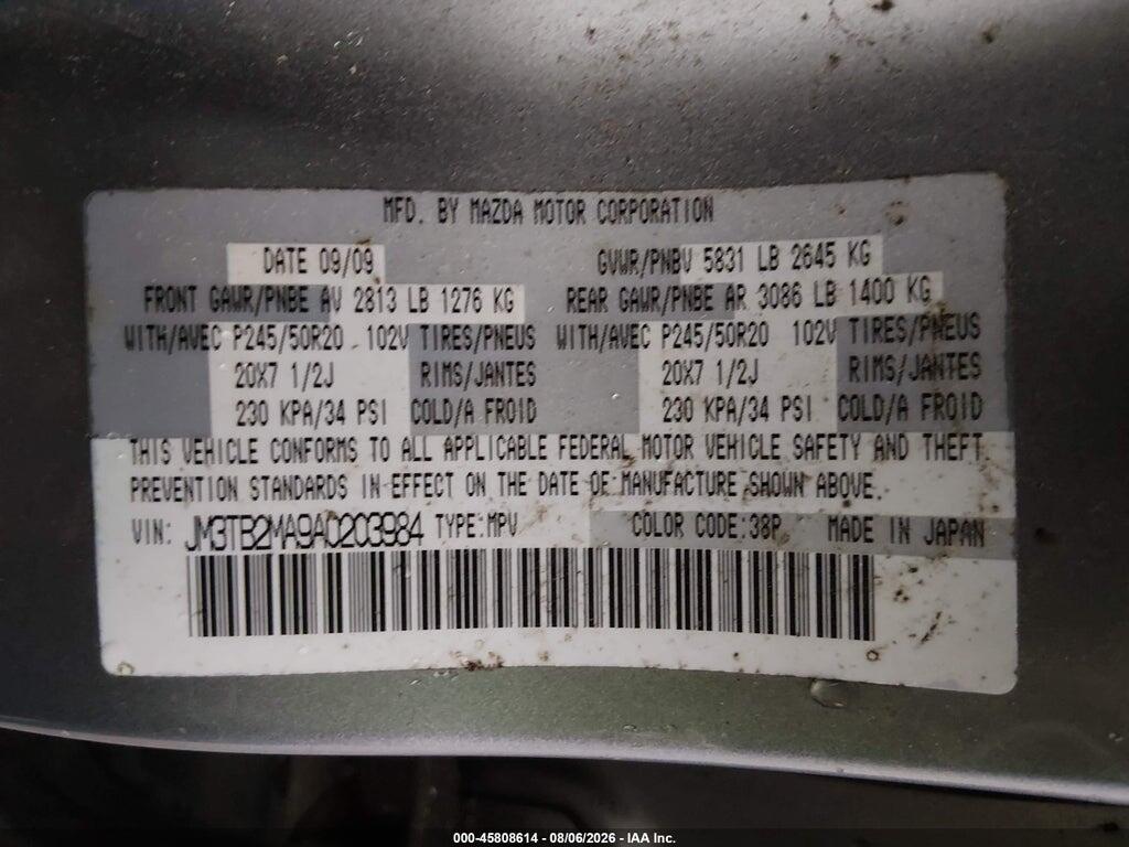 JM3TB2MA9A0203984 2010 MAZDA CX-9 photo no. 9