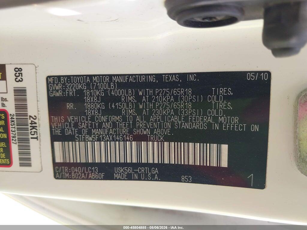 5TFBW5F13AX146146 2010 TOYOTA TUNDRA photo no. 9
