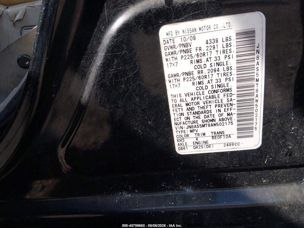 JN8AS5MT8AW502175 2010 NISSAN ROGUE photo no. 9