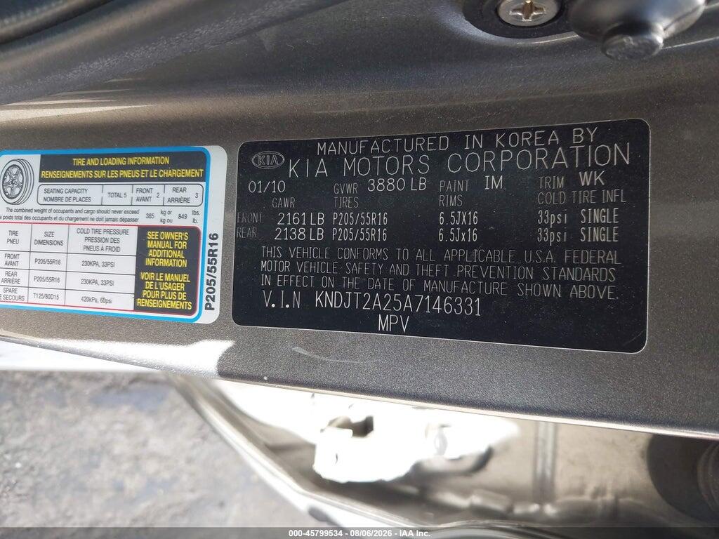 KNDJT2A25A7146331 2010 KIA SOUL photo no. 9