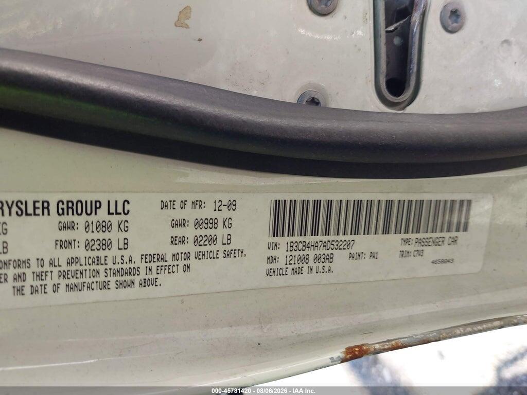 1B3CB4HA7AD532207 2010 DODGE CALIBER photo no. 9