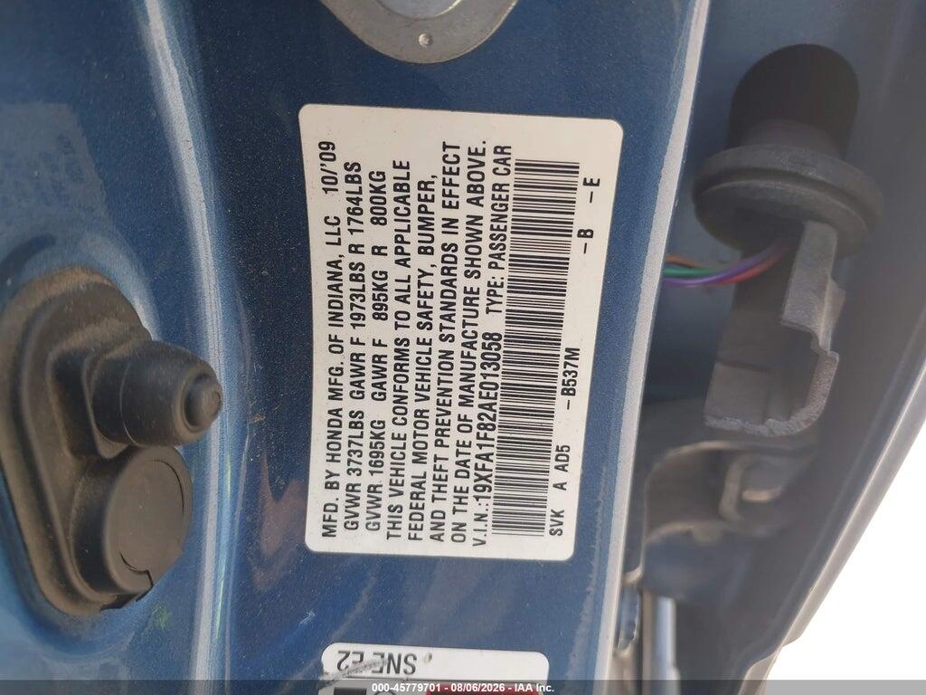 19XFA1F82AE013058 2010 HONDA CIVIC photo no. 9
