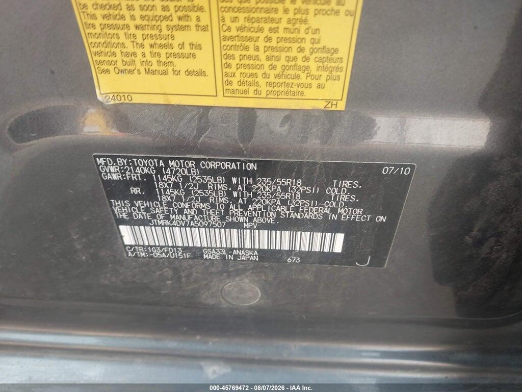 JTMRK4DV7A5097507 2010 TOYOTA RAV4 photo no. 9