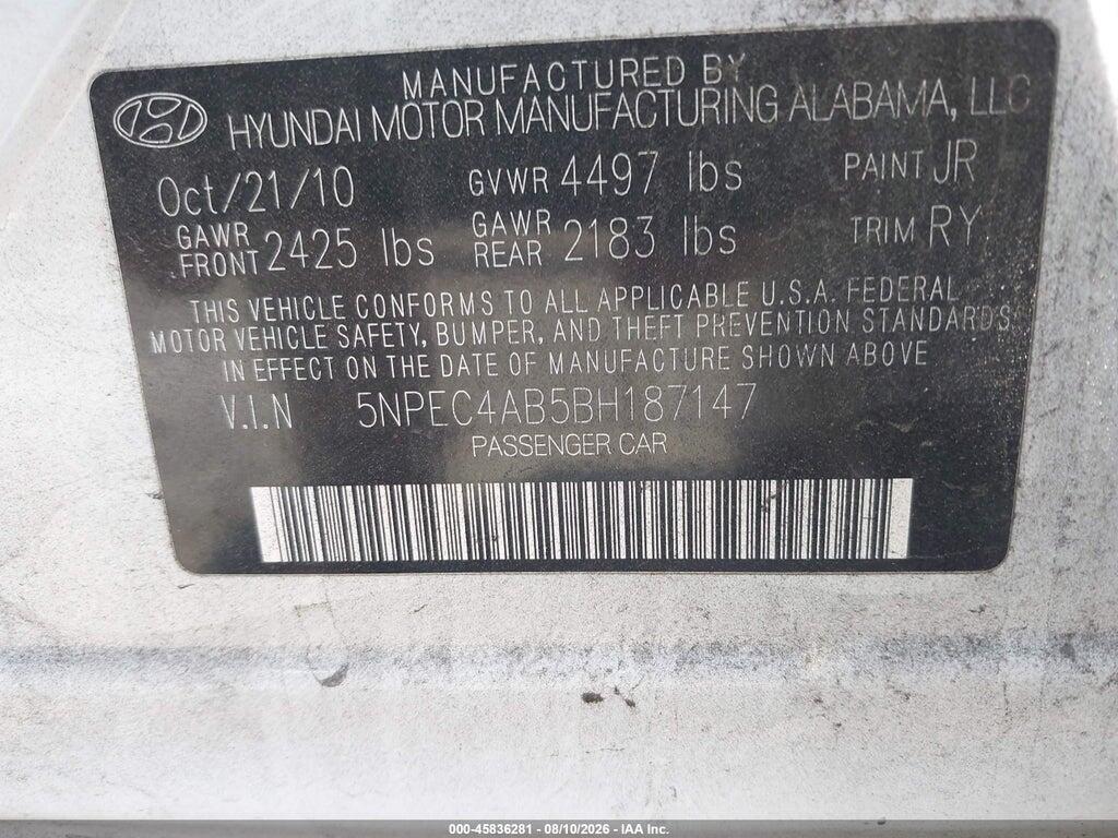 5NPEC4AB5BH187147 2011 HYUNDAI SONATA photo no. 9