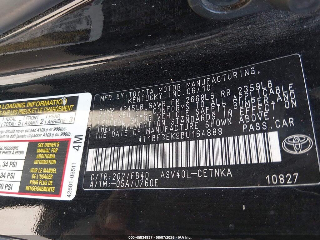 4T1BF3EK9BU164888 2011 TOYOTA CAMRY photo no. 9
