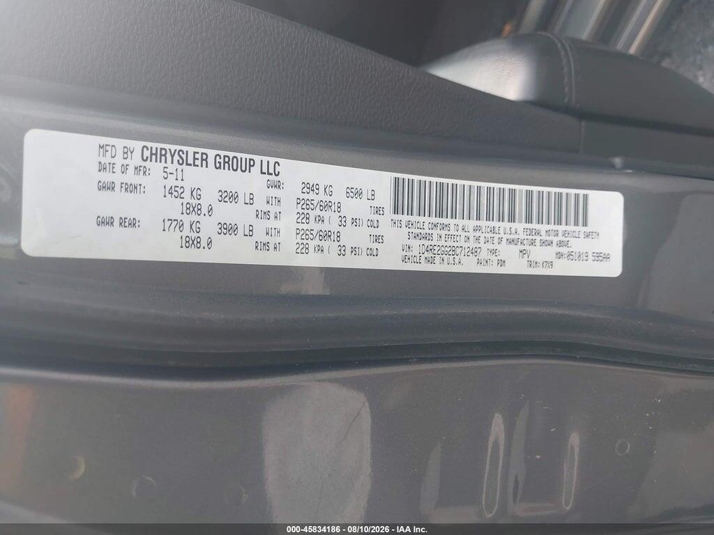 1D4RE2GG2BC712487 2011 DODGE DURANGO photo no. 9