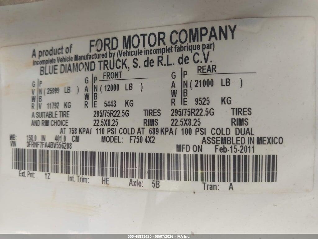 3FRNF7FA4BV556208 2011 FORD F-750 photo no. 8