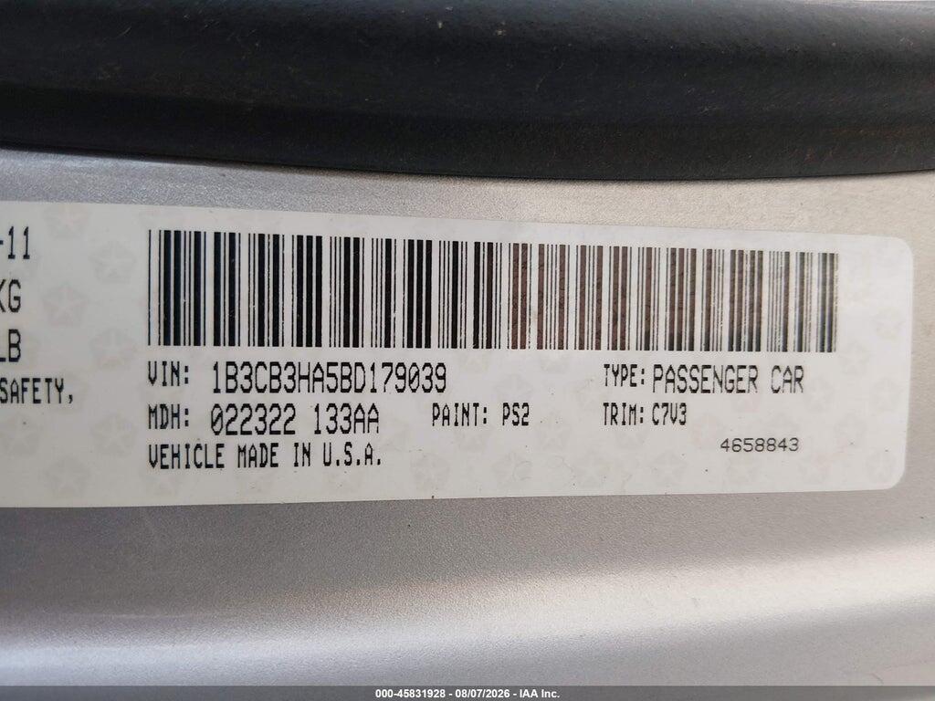 1B3CB3HA5BD179039 2011 DODGE CALIBER photo no. 9