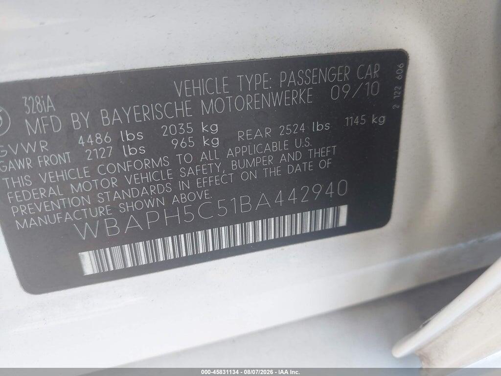 WBAPH5C51BA442940 2011 BMW 328I photo no. 9
