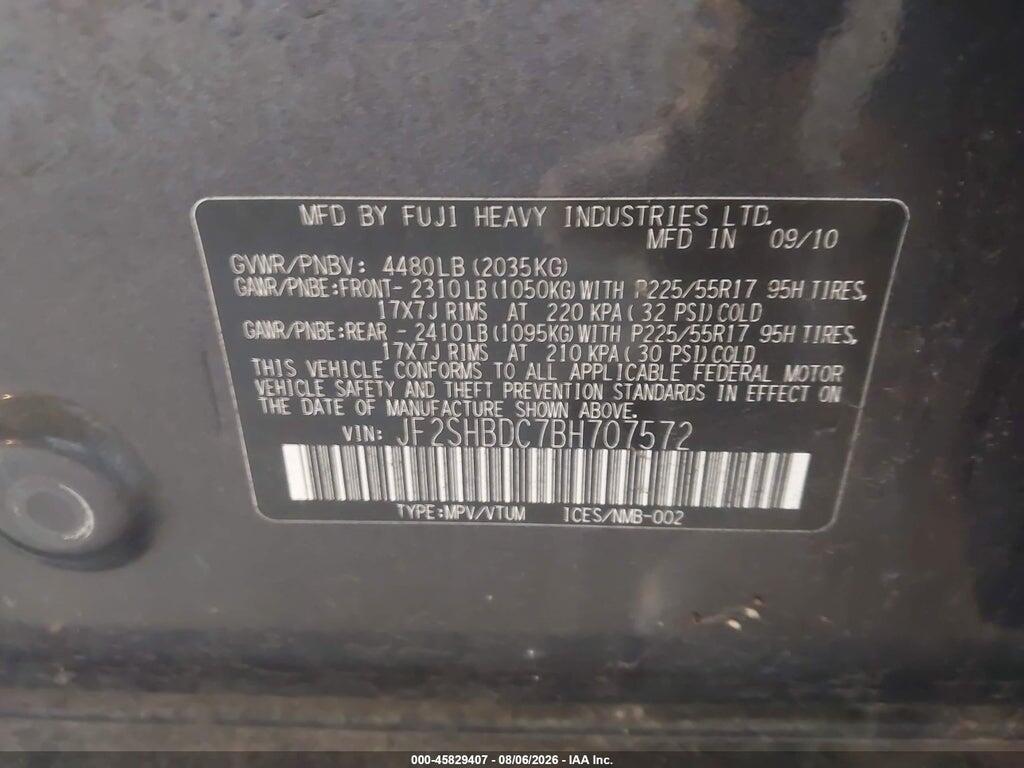JF2SHBDC7BH707572 2011 SUBARU FORESTER photo no. 9