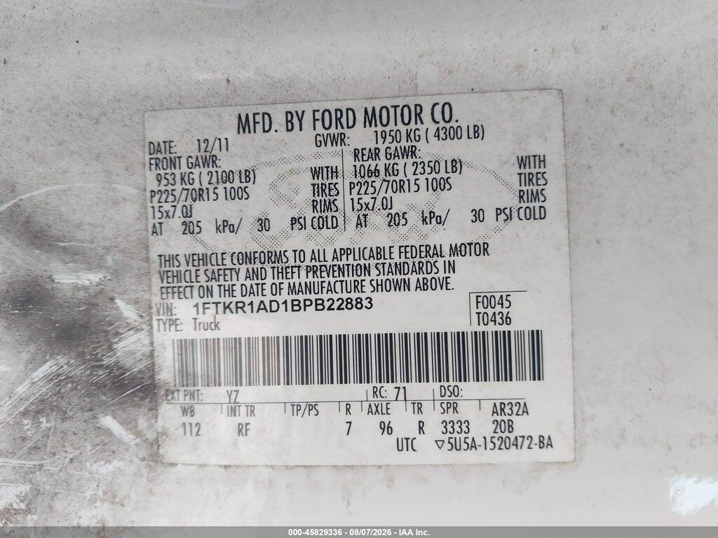 1FTKR1AD1BPB22883 2011 FORD RANGER photo no. 9