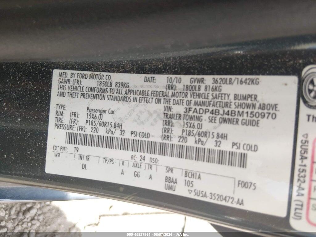 3FADP4BJ4BM150970 2011 FORD FIESTA photo no. 9