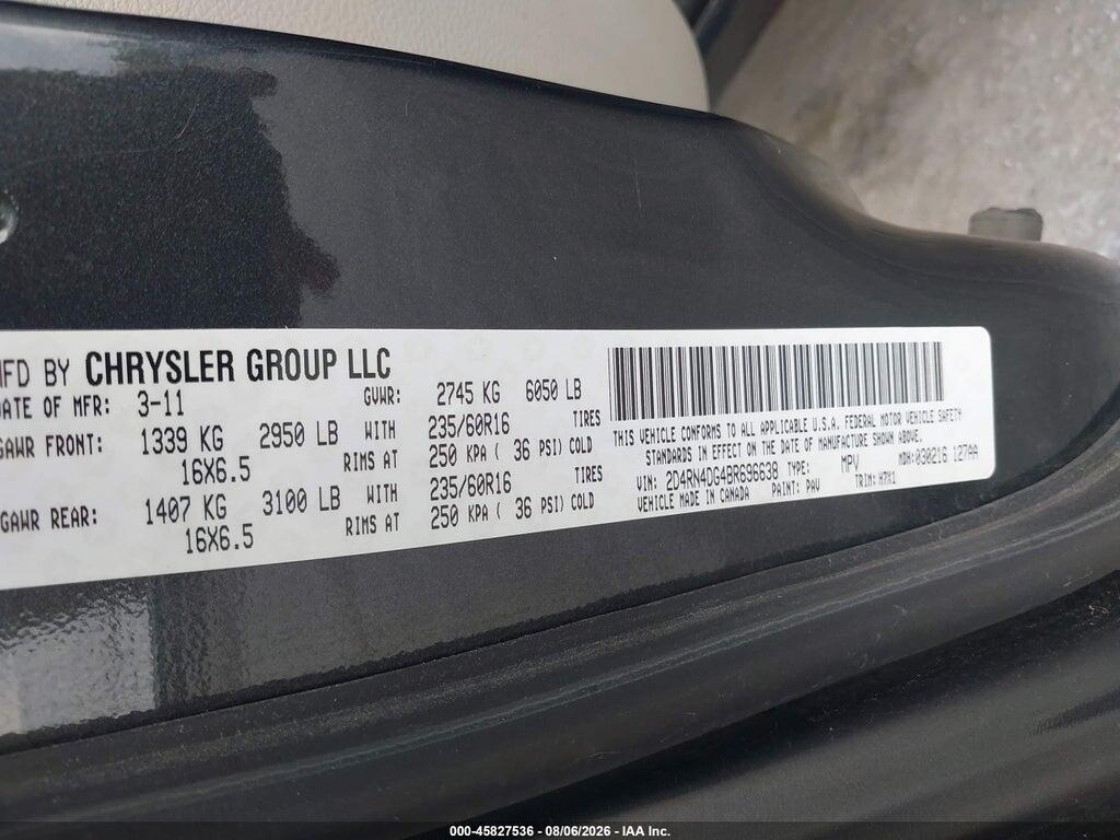 2D4RN4DG4BR696638 2011 DODGE GRAND CARAVAN photo no. 9
