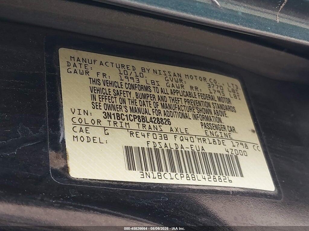 3N1BC1CP8BL428826 2011 NISSAN VERSA photo no. 9